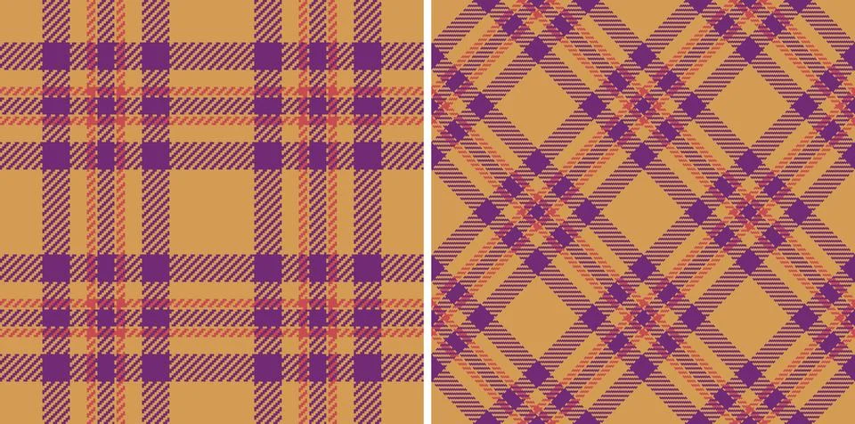 Cozy checkered pattern, rendered in golden brown, purple and red. Ideal for t Stock Illustration