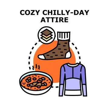 Cozy chilly day attire objects preparing for cold weather Stock Illustration