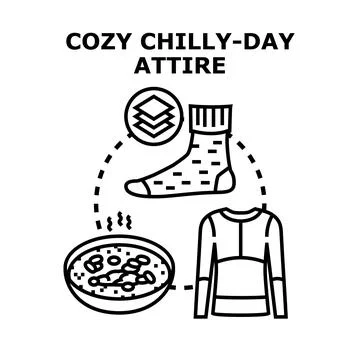 Cozy chilly day attire objects preparing for cold weather Stock Illustration