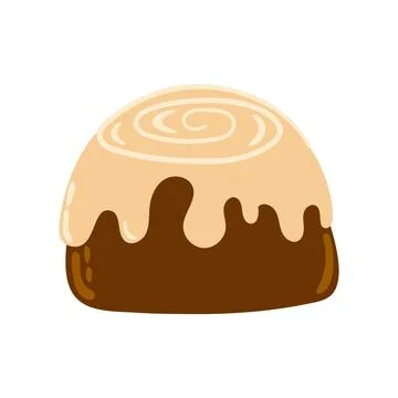 Cozy cinammon bun isolated on white background, winter or autumn holiday pi.. Stock Illustration