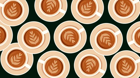 Cozy Coffee Cup Pattern Animated Motion Graphic Background Stock Footage 345105851