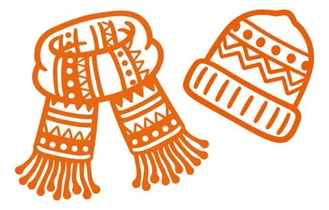 Cozy Cold Weather Wool Hat Scarf Illustration Icon Stock Illustration