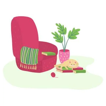 A cozy corner for reading the books. Stock Illustration
