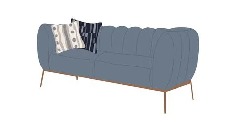 Cozy couch sofa with cushions vector isolated. Illustrazione stock