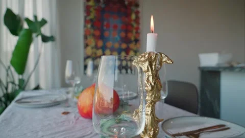 A cozy dinner table setting for the fall months. Stock Footage 253171646