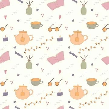 Cozy elements warm safe light pattern vector Illustrazione stock