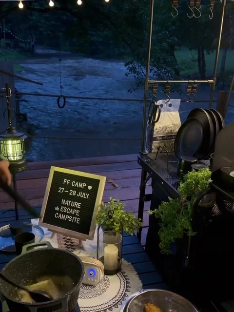 Cozy Evening Camping Kitchen Cooking Scene Stock Footage 341317737