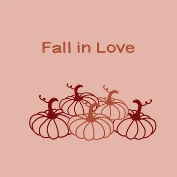 A cozy fall display featuring a beige pumpkin set with charming decorative イラスト素材