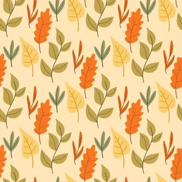 Cozy fall foliage seamless pattern Stock Illustration