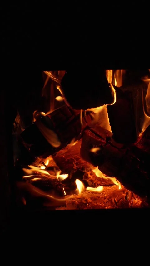 Cozy fire burning brightly in fireplace 動画素材 337559822