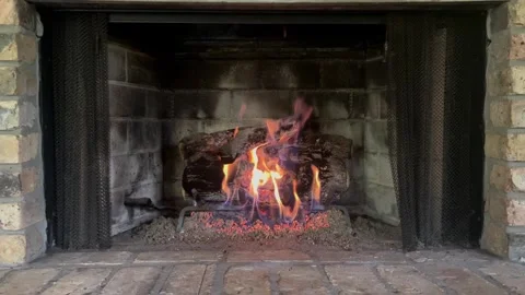 Cozy Fire Burning in a Warm Fireplace in Living Room Stock Footage 305806027