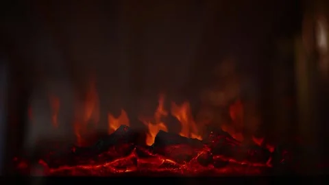 A cozy fire burns in the fireplace Stock Footage 247581585