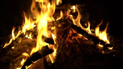 Cozy fire in nature in the defocus Vidéo 162564337