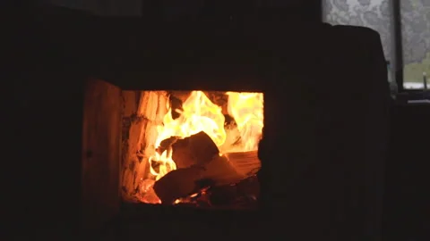 Cozy fire in the oven. Stock Footage 122276518