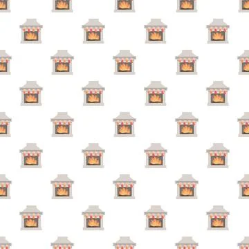 Cozy fireplace and stocking pattern for winter holidays Stock Illustration
