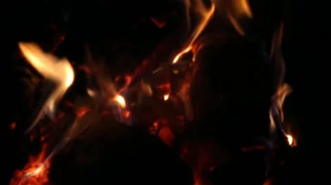 Cozy fireplace with fire in the evening Stock Footage 174685182