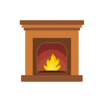 Cozy fireplace in flat style vector format Stock Illustration