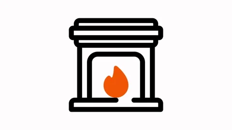 Cozy Fireplace Icon Animation for Home Comfort. Stock Footage 325374792