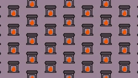 Cozy Fireplace Pattern - Seamless Design for Winter Warmth. Stock Footage 325374900