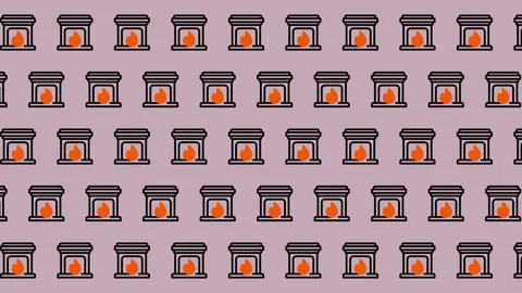 Cozy Fireplace Pattern - Seamless Winter Holiday Background. Stock Footage 325374942