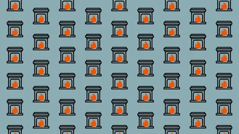 Cozy Fireplace Pattern - Seamless Winter Warmth Background. Stock Footage 325374955