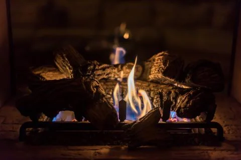 Cozy fireplace Stock Photos