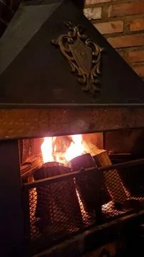 Cozy Fireplace Stock Photos