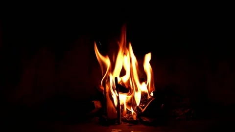 Cozy flame in the fireplace Stock Footage 159700638