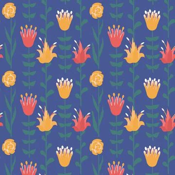 Cozy flower seamless pattern vector illustration. Endless plant background. R Stock-Illustration