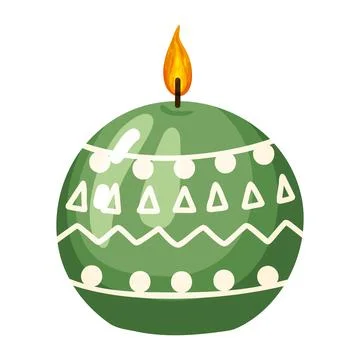 Cozy Green Candle with Festive Pattern Illustration Stock Illustration
