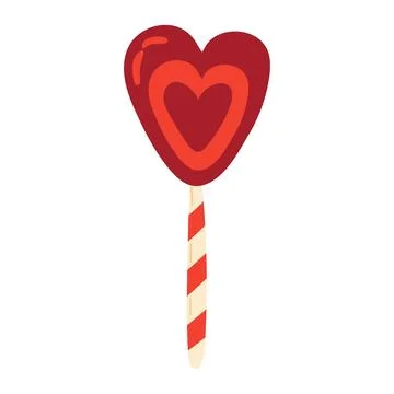 Cozy heart shaped lollipop isolated on white background for holidays celebr.. Stock Illustration