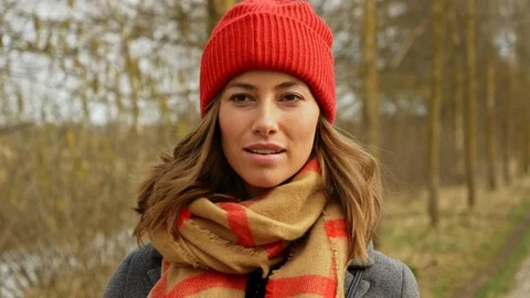 Cozy with her scarf on Stock-Footage 104956229
