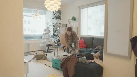 Cozy Home Decluttering Session Stock Footage 333448119