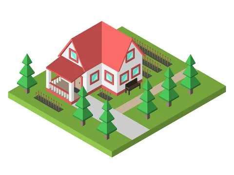 Cozy house with garden Stock Illustration