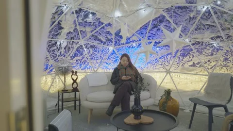 Cozy Indoor Space with Winter Decor and Modern Furniture Stock Footage 327082575