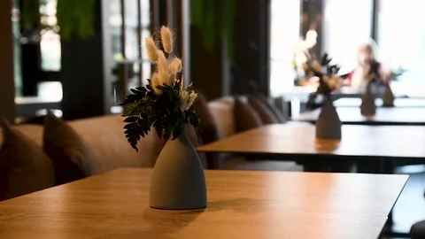 Cozy interior of a cafe for a quick lunch Stock Footage 220617418
