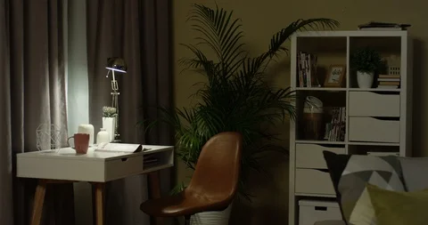 Cozy interior of the empty comfortable corner in the living room with a coffee Stock-Footage 104981482