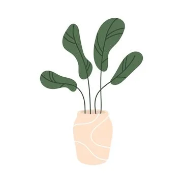 Cozy interior, potted plant. Vector illustration Stock Illustration