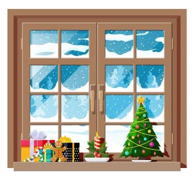 Cozy interior of room with window. Stock Illustration