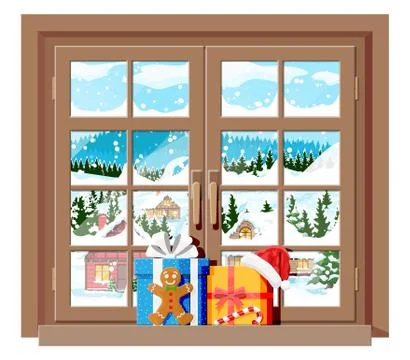 Cozy interior of room with window. Stock Illustration