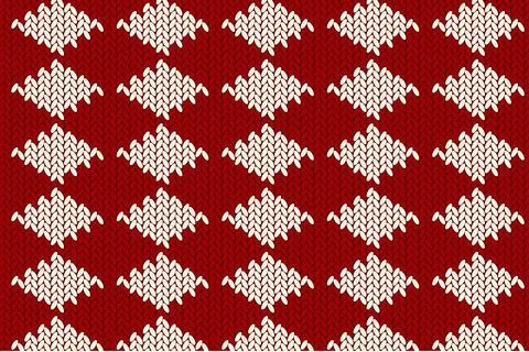 A cozy knitted pattern of white diamonds on red. Vector background for a wi.. Stock Illustration