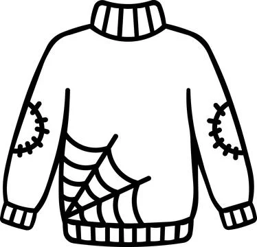 Cozy knitted sweater with spiderweb patch icon Stock Illustration