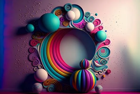 Cozy modern creative interior with voluminous graffiti on the wall in the form Stock Illustration