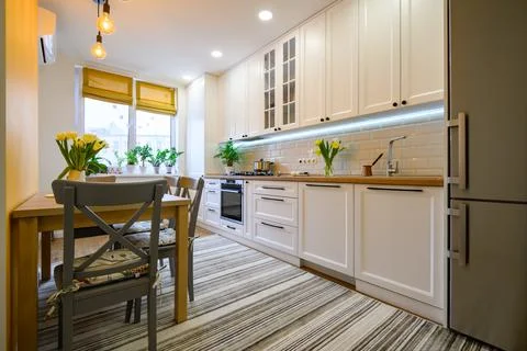 Cozy modern kitchen interior Stock Photos