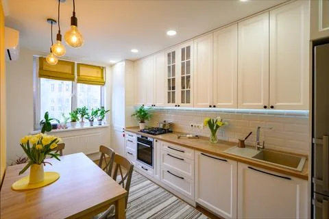 Cozy modern kitchen interior Stock Photos