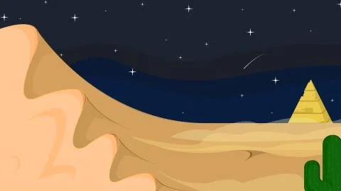Cozy night on the desert Stock Illustration