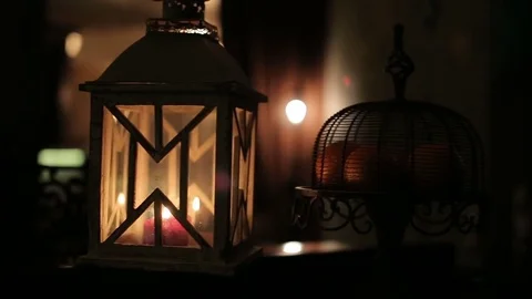 Cozy night light in the restaurant interior Stock Footage 73274473