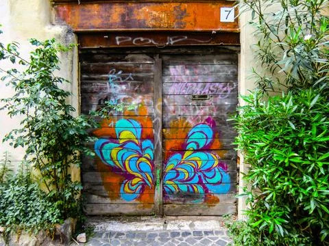 Cozy old streets in Trastevere in may 2021, Rome, Italy. Trastevere neighborhood Stock Photos
