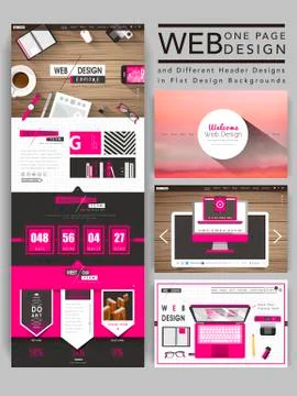 Cozy one page website template design Stock Illustration
