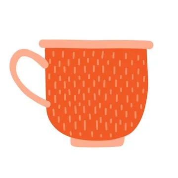 Cozy orange mug with a simple design, perfect for autumnal settings, warm Stock Illustration